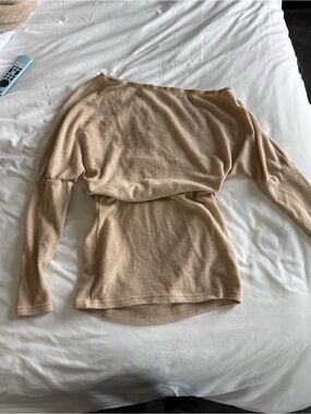 Beige Long Sleeve Knit mini dress